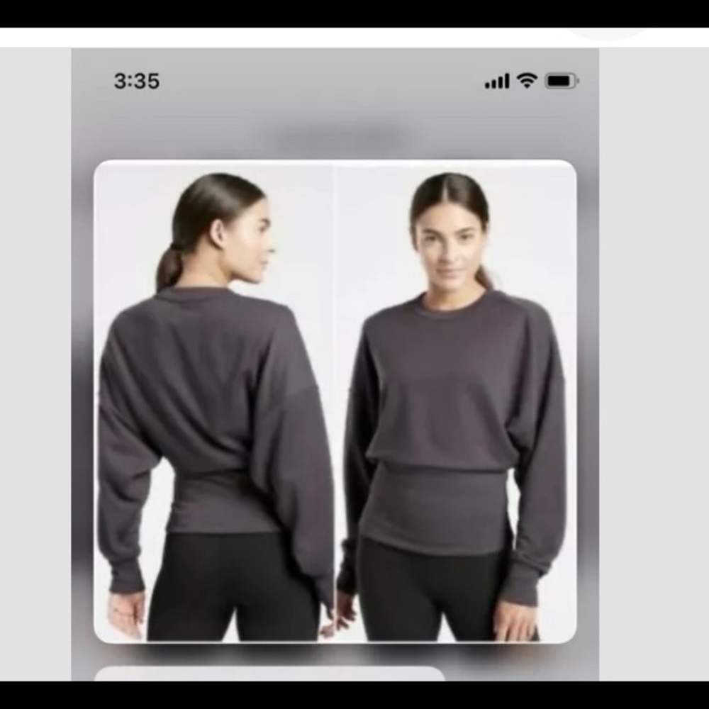 athleta pontrero sweatshirt, new without tags, black, sz medium